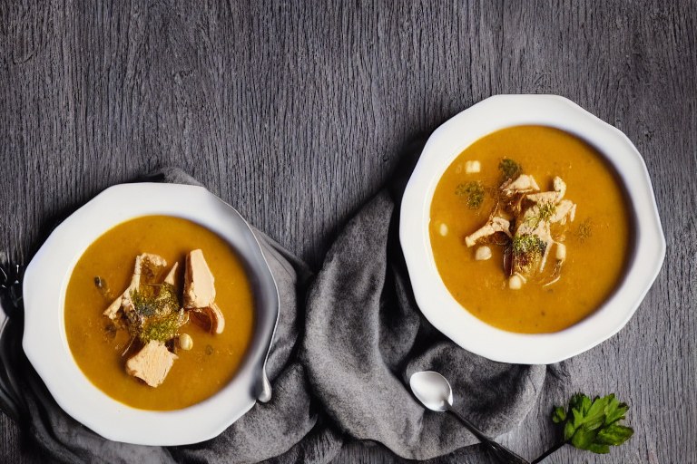 Passierte Kartoffelsuppe mit Lachsstreifen